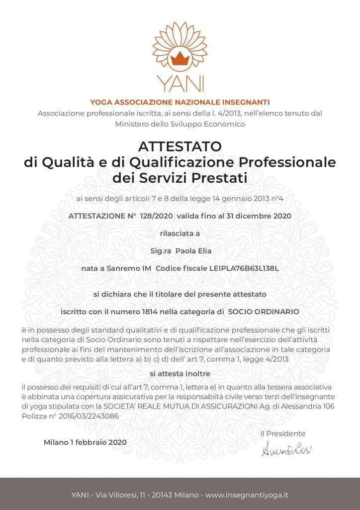 Attestato qualità 2019